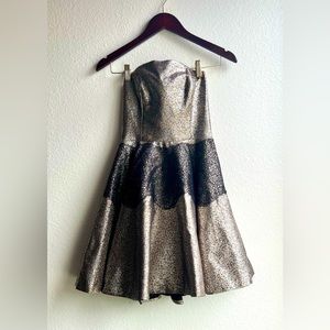 Anthropologie SB Sachin & Babi Gold Brocade Cocktail Dress